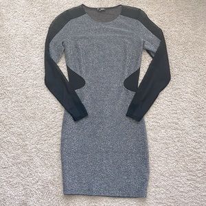 Sparkly grey dress with black, mesh detailing